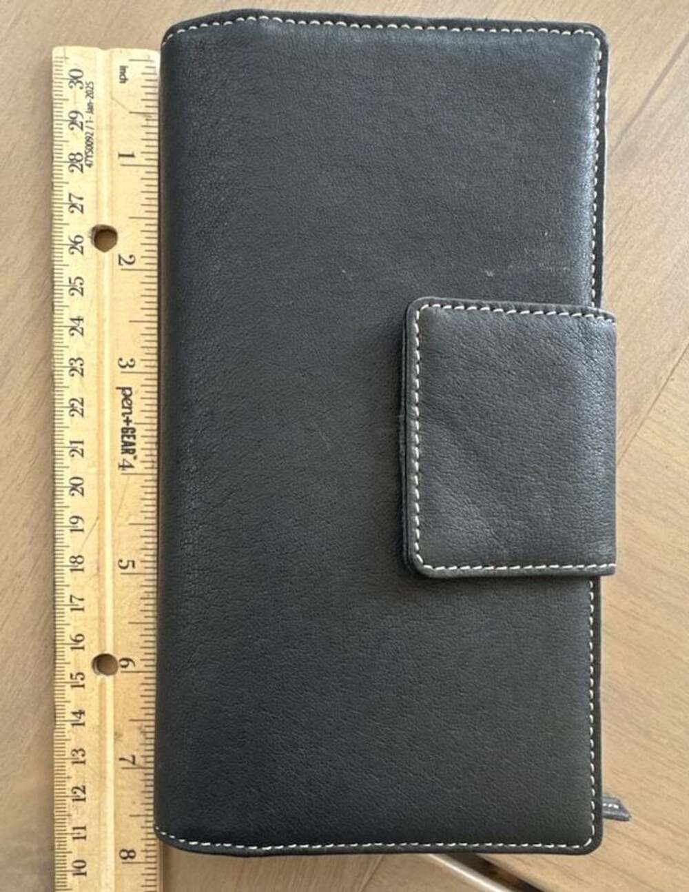 Black Leather Checkbook Wallet Organizer With Card Slots